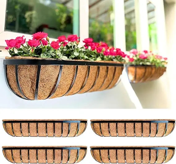 LaLaGreen Deck Railing Planter Boxes 4 Pack 36 Inch Long Window Flower Box for Outdoor Plants