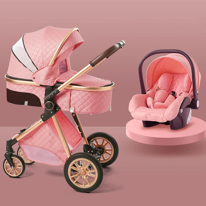 Luxury Baby Stroller 3 in 1 High Landscape Pushchair